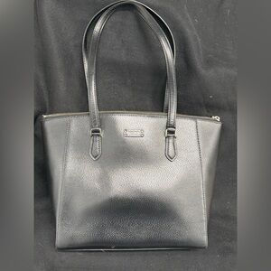 Kate Spade New York Black pebbled leather tote bag-zip top, structured work bag